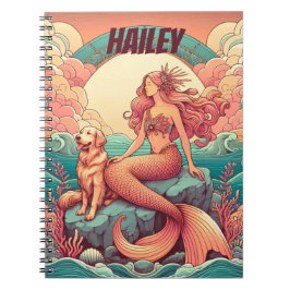 Mermaid Dog Lover Notebook Personalisiert Journal Notizblock
