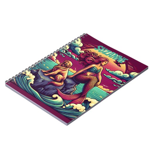 Mermaid Dog Lover Personalisiert Journal-Notebook Notizblock (Linke Seite)