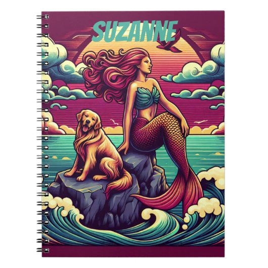 Mermaid Dog Lover Personalisiert Journal-Notebook Notizblock (Vorderseite)