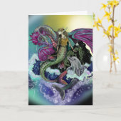 Mermaid&Dolphin~Grußkarte Karte (Gelbe Blume)