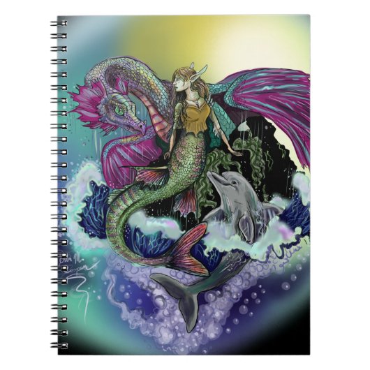 Mermaid & Dolphin~ notebook Notizblock (Vorderseite)