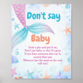 Mermaid Don't Say Baby Shower Game-Zeichen Poster (Vorne)