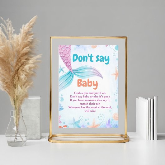 Mermaid Don't Say Baby Shower Game-Zeichen Poster