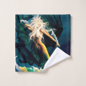 Mermaid Dragon Fantasy Blue Badhandtuch Set (Waschlappen)