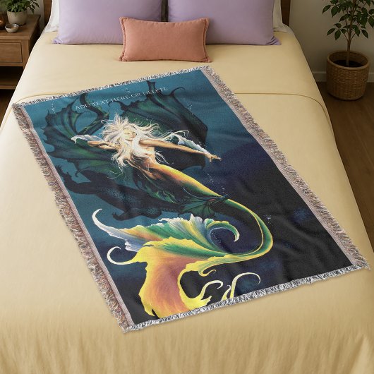 Mermaid Dragon Fantasy Blue Decke