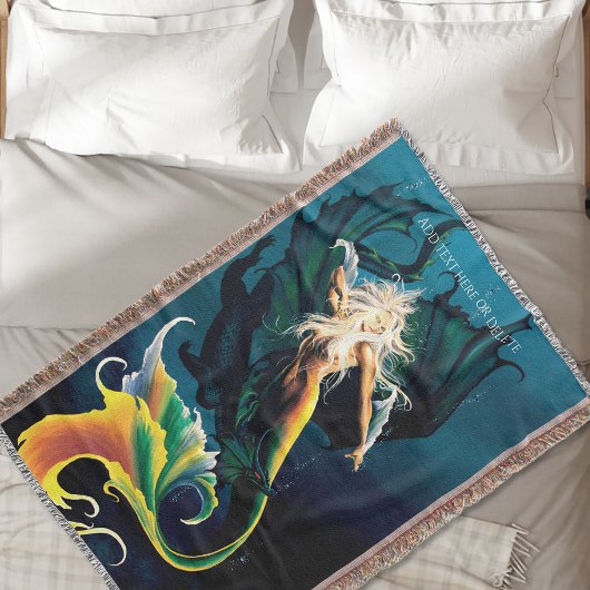 Mermaid Dragon Fantasy Blue Decke