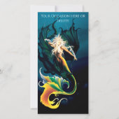 Mermaid Dragon Fantasy Blue Feiertagskarte (Vorderseite)