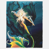 Mermaid Dragon Fantasy Blue Fleecedecke (Vorderseite)