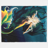 Mermaid Dragon Fantasy Blue Fleecedecke (Vorderseite (Horizontal))