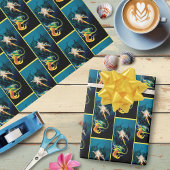 Mermaid Dragon Fantasy Blue Geschenkpapier