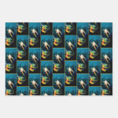 Mermaid Dragon Fantasy Blue Geschenkpapier Set (Vorderseite 3)