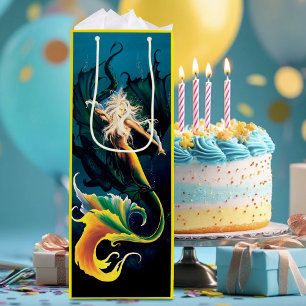 Mermaid Dragon Fantasy Blue Geschenktüte Für Weinflaschen
