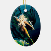 Mermaid Dragon Fantasy Blue Keramik Ornament (Hinten)