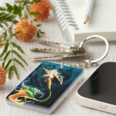 Mermaid Dragon Fantasy Blue Schlüsselanhänger (Vorderseite rechts)