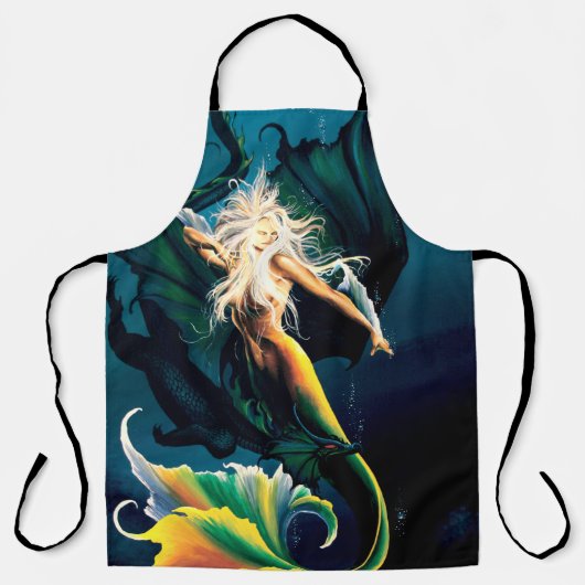 Mermaid Dragon Fantasy Blue Schürze (Vorderseite)