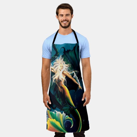 Mermaid Dragon Fantasy Blue Schürze (Getragen)