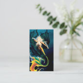 Mermaid Dragon Fantasy Blue Visitenkarte (Stehend Vorderseite)