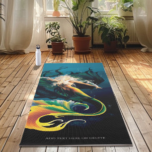 Mermaid Dragon Fantasy Blue Yogamatte