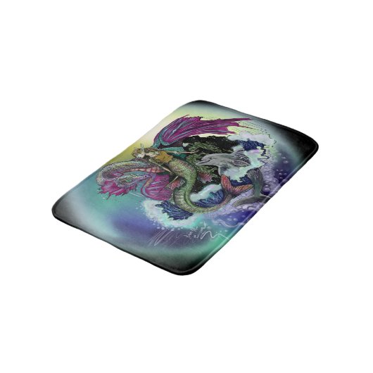 Mermaid, Dragon und Dolphin Badematte (Schrägansicht)