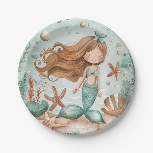 Mermaid Dreams Kids Pappteller (Vorderseite)