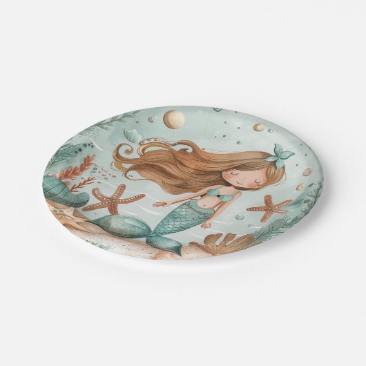 Mermaid Dreams Kids Pappteller (Schrägansicht)