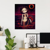 Mermaid Eclipse gothse moon fantasy Art Print Poster (Heimbüro)