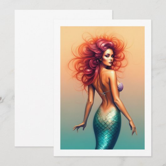 Mermaid Einladung (Vorne/Hinten)