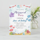 Mermaid Einladung (Stehend Vorderseite)