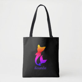 Mermaid Elegant Black Multicolor Silhouette Name Tasche