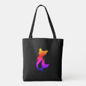 Mermaid Elegant Black Multicolor Silhouette Name Tasche (Rückseite)