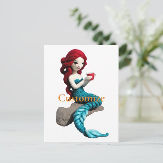 Mermaid entspannen mit Getränkedosen Thunder_Cove Postkarte (Stehend Vorderseite)