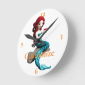 Mermaid entspannen mit Getränkedosen Thunder_Cove Runde Wanduhr (Winkel)