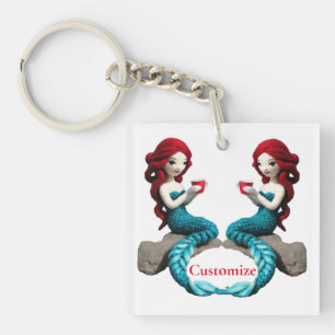 Mermaid entspannen mit Getränkedosen Thunder_Cove Schlüsselanhänger