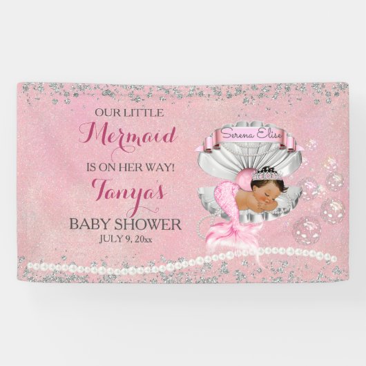 Mermaid Ethnic Baby Pink Clam Muschel Pearls Banner (Horizontal)