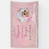 Mermaid Ethnic Baby Pink Clam Muschel Pearls Banner (Vertikal)