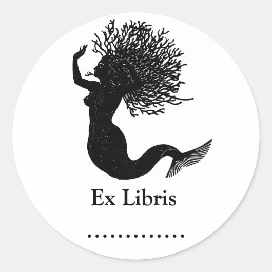 Mermaid Ex Libris Buchzeichen Sticker (Vorderseite)