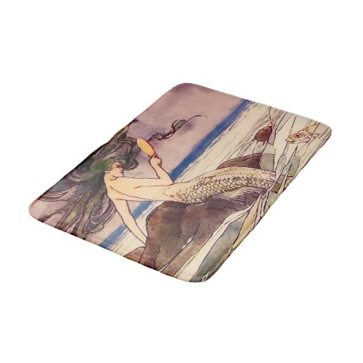 “Mermaid” Fairy Art by Alice B Woodward Badematte (Schrägansicht)