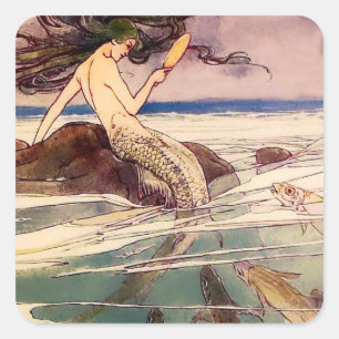 "Mermaid Fairy Art" von Alice B Woodward Quadratischer Aufkleber