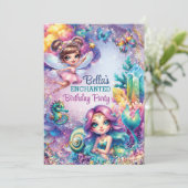 Mermaid Fairy Birthday Party Einladung (Stehend Vorderseite)