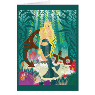 Mermaid Family (helle Blondinen) Karte