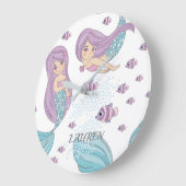 Mermaid Fantasy Art Große Wanduhr (Winkel)