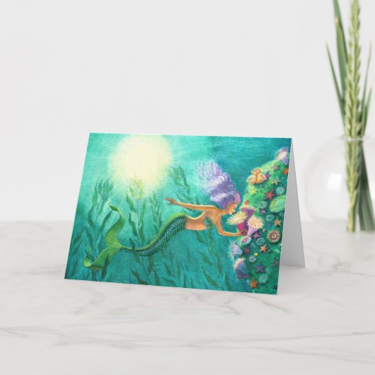 Mermaid Fantasy Art Grußkarte Schönes Meer Karte (Vorderseite)
