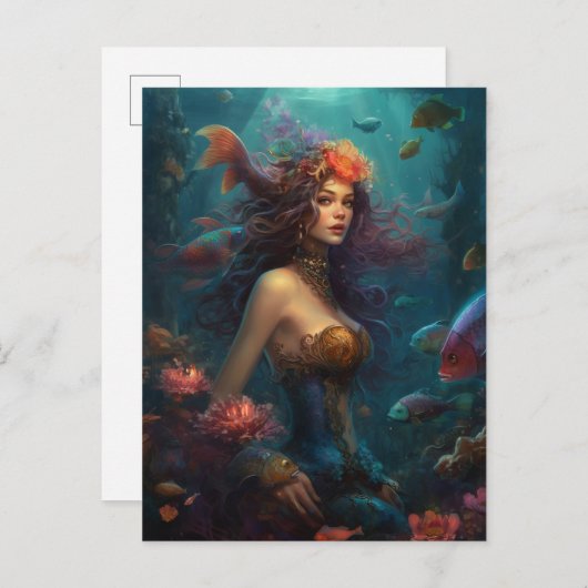Mermaid Fantasy Art Postcard Postkarte (Vorne/Hinten)