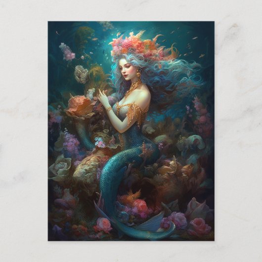Mermaid Fantasy Art Postcard Postkarte (Vorderseite)