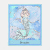 Mermaid Fantasy Beautiful Blue Ocean Glitzer Fleecedecke (Vorderseite)