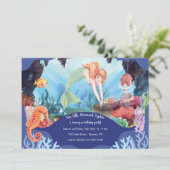 Mermaid Fantasy Birthday Party Einladung (Stehend Vorderseite)