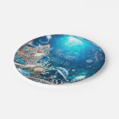 Mermaid Fantasy Blonde Enchande Beach Party Pappteller (Schrägansicht)