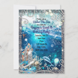 Mermaid Fantasy Blonde Verzaubertes Meer Süß 16 Einladung