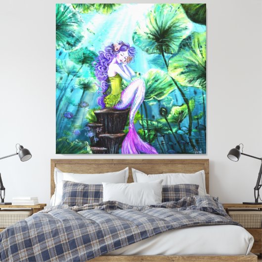 Mermaid Fantasy Canvas Print Leinwanddruck (Insitu (Schlafzimmer))