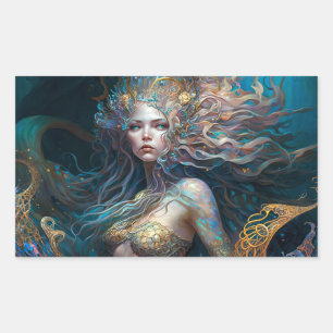 Mermaid Fantasy Dreams Rechteckiger Aufkleber
